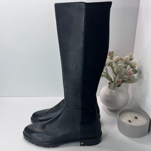 Stuart Weitzman City Stretch Leather Knee High Boots Black Women's 12B Tried On - Picture 1 of 9
